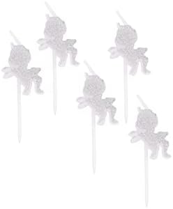 Magical Horned Horse Birthday Candles with White Glitter