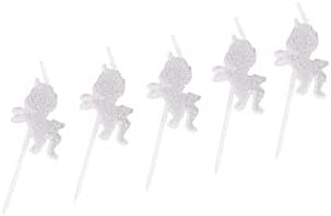 Magical Horned Horse Birthday Candles with White Glitter