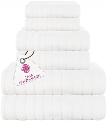CASA COPENHAGEN White Egyptian Cotton Towel Set of 6