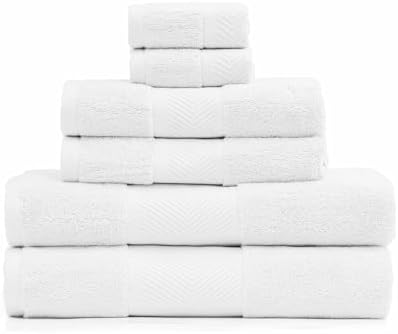 SimpleOpulence 6-Piece Cotton Towel Set - Soft Durable