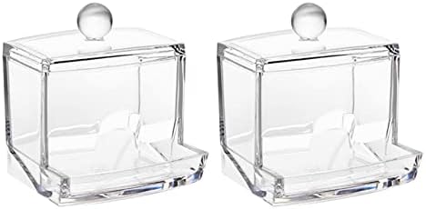 Khakho 2Pcs Clear Cotton Swab Holder with Lid