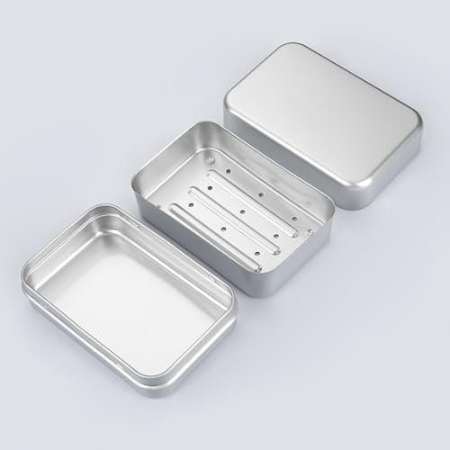 2 Pcs Metal Soap Travel Box with Lids and Drawstring Bags