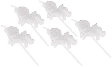 Magical Horned Horse Birthday Candles with White Glitter