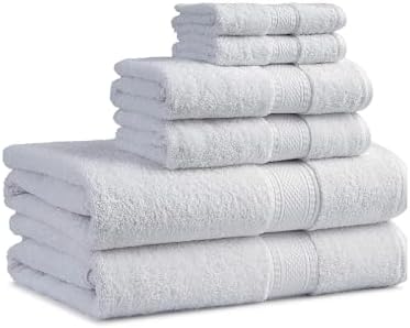 EuroSpa 100 Cotton 6-Piece Towel Set - Ultra Soft 650 GSM White Towels