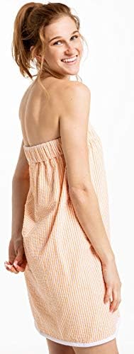 100 Cotton Seersucker Spa Wrap in Orange