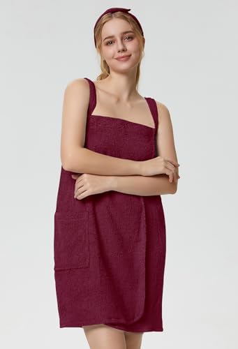 SIORO Womens Spa Towel Wrap with Straps and Adjustable Closure