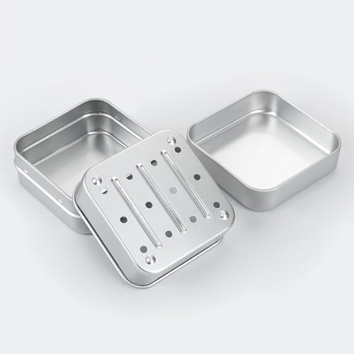 2 Pcs Metal Soap Travel Box with Lids and Drawstring Bags