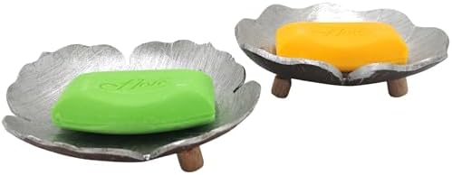 Coconut Shell Soap Dish with Silver Decor