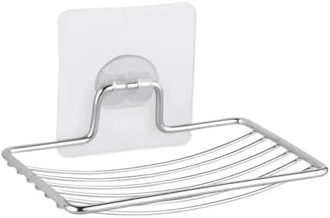 QIVANLIFE Soap Dish Holder Adhesive 304 Stainless Steel Wall Mounted 1 Piece Silver