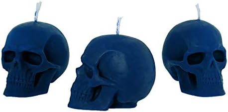 NKlaus 3X Skull Blue Candle Set - Gothic Taper Candles
