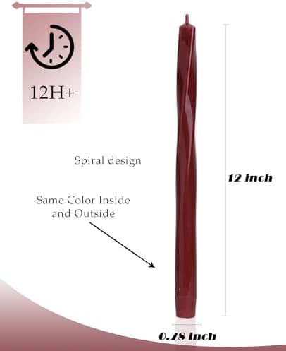 Wine Red Spiral Taper Candles Set of 4