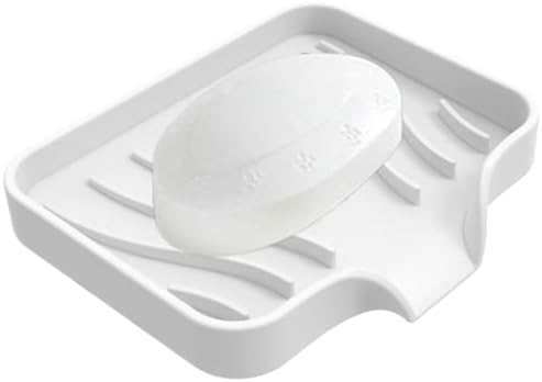 Silicone Soap Box Self Draining Rectangular Holder for Bathroom Kitchen Hotel Home