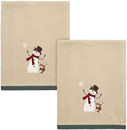 Avanti Linens Bath Towel 2 Pack - Happy Snowman Red Fox