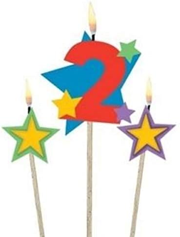 Amscan Number 2 Candle with Stars Party Accessory