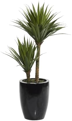 Deco 79 Artistic Artificial Dracaena Plant with Black Fiberglass Pot