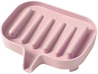 Yu2d 2PC Flexible Bathroom Soap Dish Holder with Drain Pink