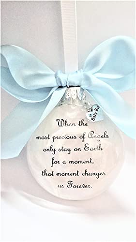 Baby Boy Memorial Ornament with Angel Charm
