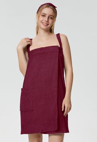 SIORO Womens Spa Towel Wrap with Straps and Adjustable Closure