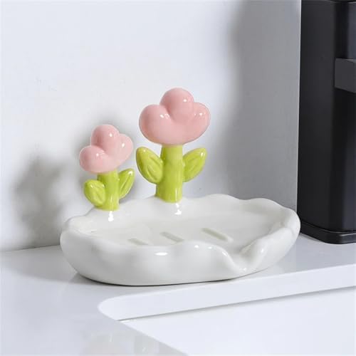 Decorative Plastic Flower Soap Holder for Bathroom and Kitchen