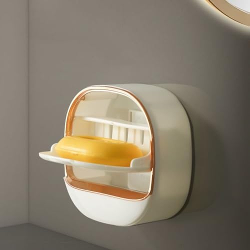 Wall-Mounted Soap Holder with Drain Tray - White 1