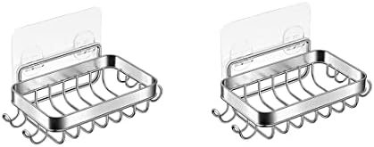 Senmubery 2Pcs Shower Wall Soap Dish Holder with Hooks 1