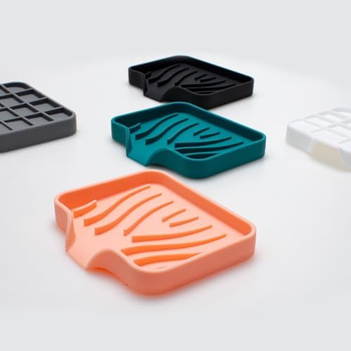Silicone Soap Box Self Draining Rectangular Holder for Bathroom Kitchen Hotel Home