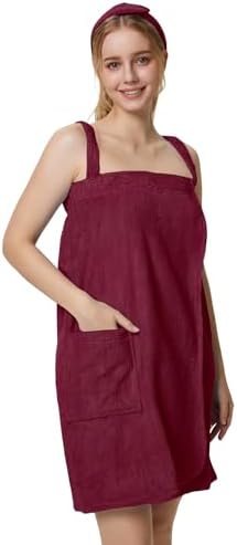 SIORO Womens Spa Towel Wrap with Straps and Adjustable Closure
