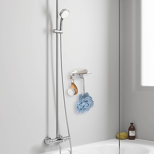 Sumnacon Stainless Steel Soap Dish with Hooks - Silver 1