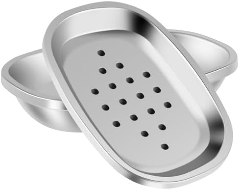 2Pcs Draining Soap Dishes Stainless Steel Holder for Bathroom Double Layer Design