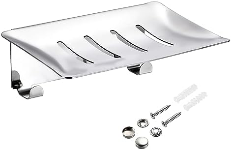Sumnacon Stainless Steel Soap Dish with Hooks - Silver 1