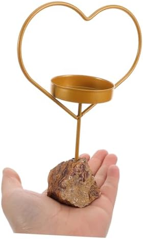 Ciieeo Heart Shaped Crystal Candle Holder with Iron Base 1