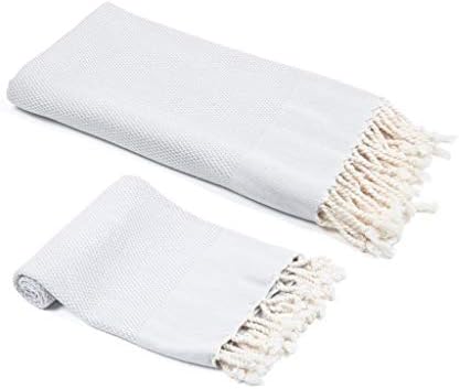 OliveLinen Whisper Weight Turkish Towel Set Light Gray
