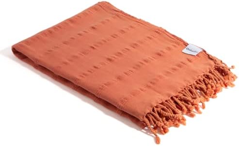 InfuseZen Orange Stonewashed Turkish Bath Towel