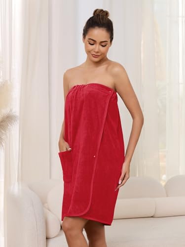 AMVELOP Womens Knee Length Wrap Towel with Adjustable Closure