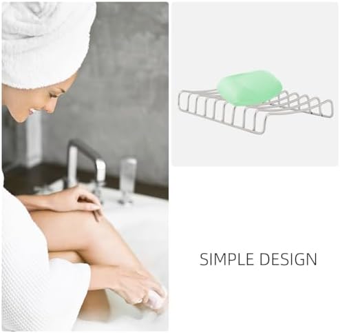 Amosfun Stainless Steel Soap Dish with Drain
