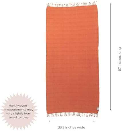 InfuseZen Orange Stonewashed Turkish Bath Towel