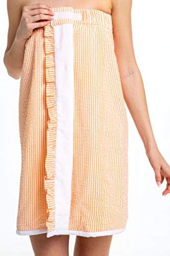 100 Cotton Seersucker Spa Wrap in Orange