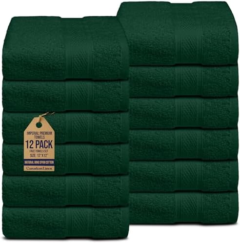 Hunter Green Washcloth Set 12 Pack 12 Inch 100 Cotton