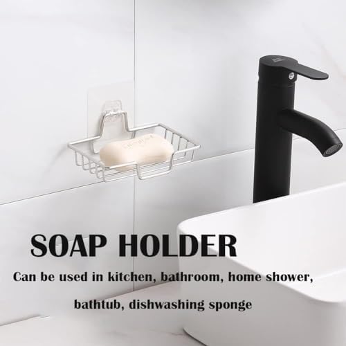 AKOAK 1 Pack Wall-Mounted Soap Dish Holder - Silver