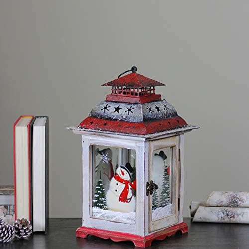 Northlight Snowman Christmas Pillar Candle Lantern 145 White