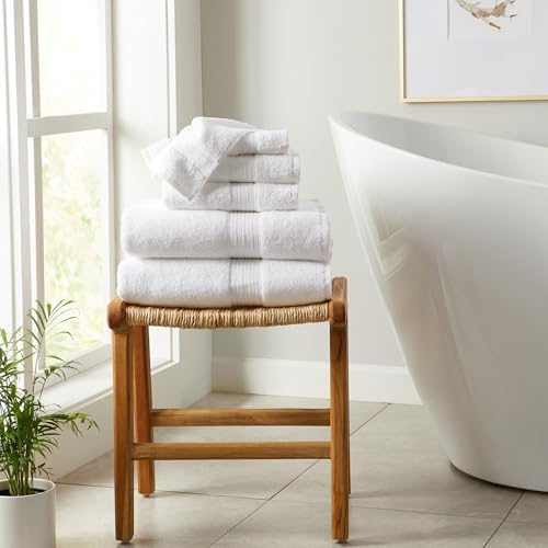 Great Bay Home White Bath Towel Set 6 Piece