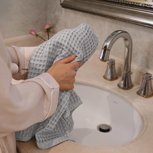 Lavien Home 100 Cotton Waffle Towels 4-Pack Gray