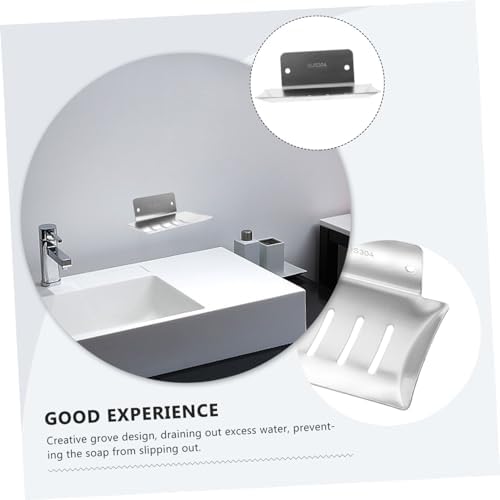 Ciieeo Drainage Soap Dish Wall Mount Holder No-Screw Design Universal Fit