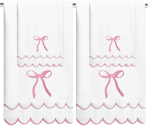 4 Set Cute Blue Coquette Bow Towels Set