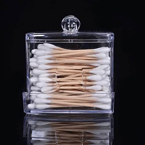 Khakho 2Pcs Clear Cotton Swab Holder with Lid