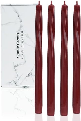 Wine Red Spiral Taper Candles Set of 4