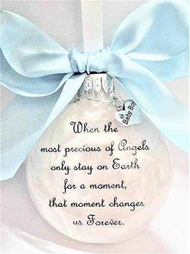 Baby Boy Memorial Ornament with Angel Charm