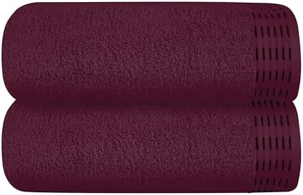 MALLONI HOME Cotton Bath Towel Set 28x55 Inches Burgundy