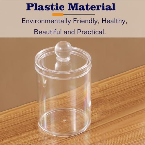 Wellinc Q-tip Holder Dispenser 10 oz Clear Plastic Jar Set