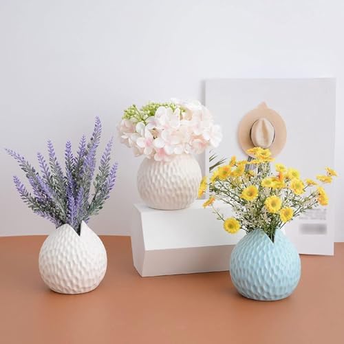 Fake Hydrangea Artificial Flowers with Ceramic Vase 1